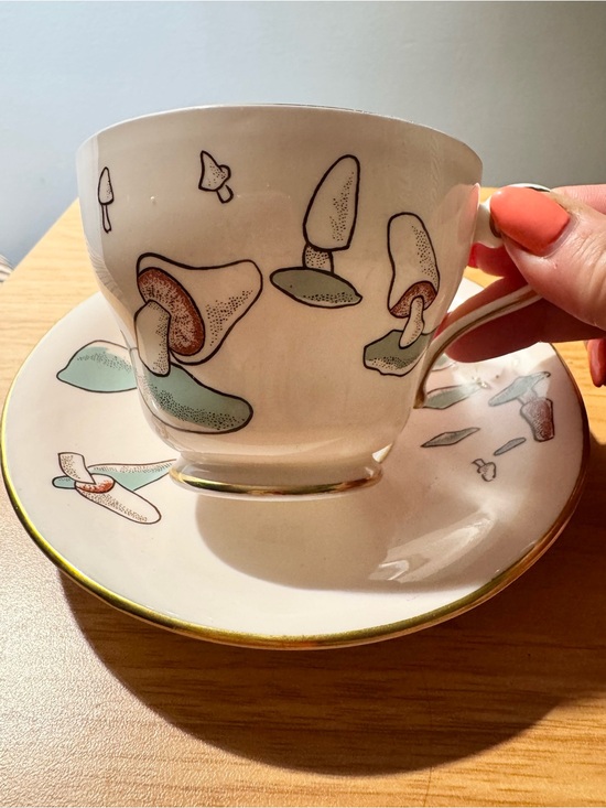 Aynsley Other - Rare Vintage Aynsley Pink Mushroom Teacup and Saucer MCM Girlguides Brownies
